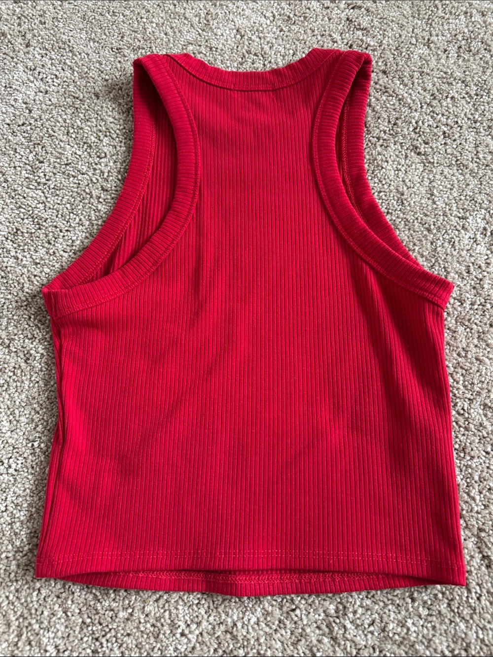 Red Ribbed Tank Top - Picture 2 of 3